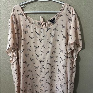 Torrid Blush Bird Print Blouse